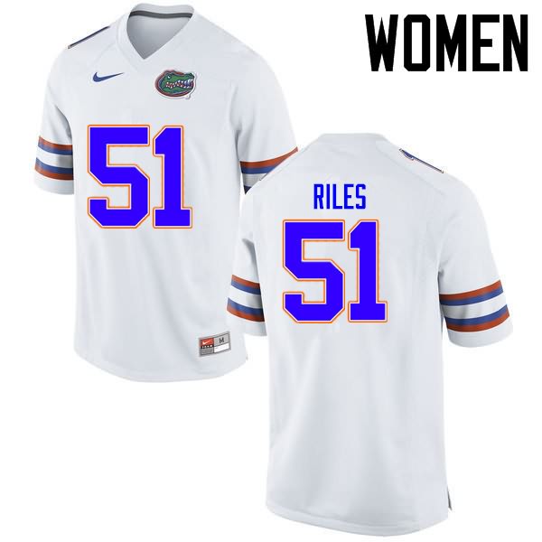 Women's NCAA Florida Gators Antonio Riles #51 Stitched Authentic Nike White College Football Jersey LWU1265DX